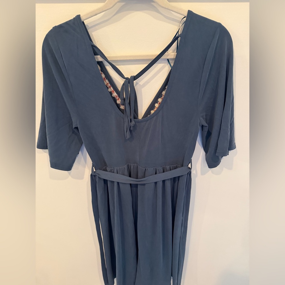 Alyx Blue Floral Embroidered Dress - Picture 3 of 7